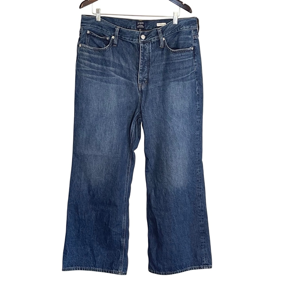 J.Crew Vintage Wide-Leg Jeans Premium Edition‎ Medium Wash Button Fly Blue 33